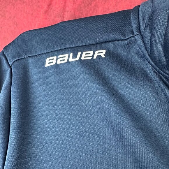 BAUER TEAM FLEECE HALF-ZIP BLUE PULLOVER WITH CHICAGO HOCKEY CLUB LOGO, SIZE L - Picture 4 of 13